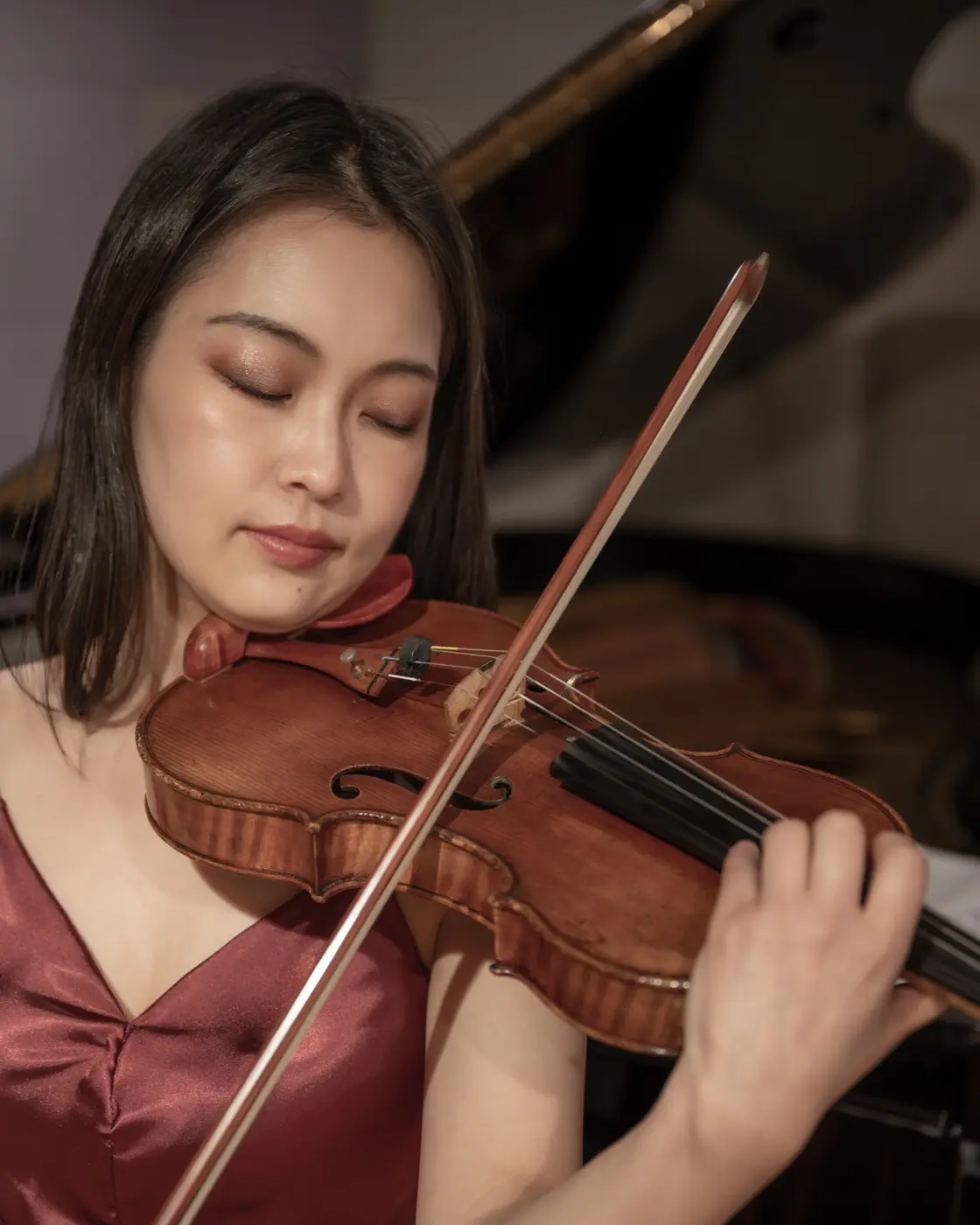 Playing violin indoors
